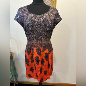 Club Monaco Silk and Wool Paisley Print Dress in Red and Purple in excel…